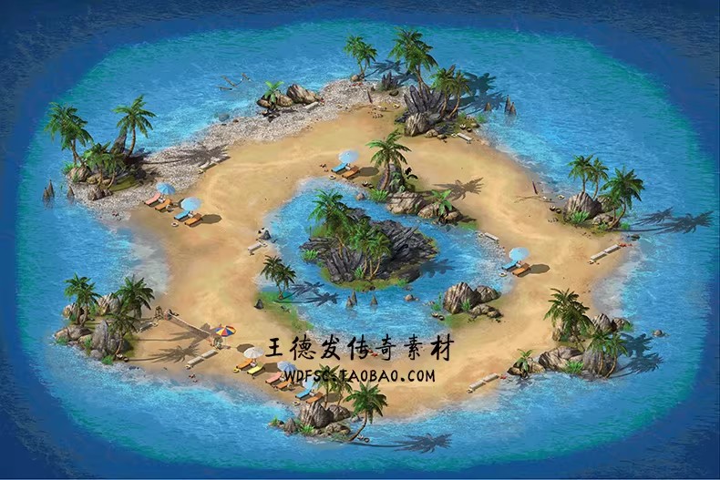 传奇地图素材 小海岛 高清独立地砖 无缝封边